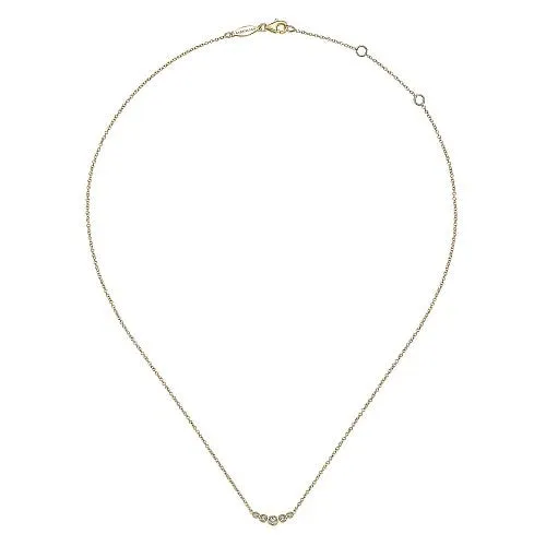 14K Yellow Gold Curved Round Diamond Bar Necklace GABRIEL CO Necklaces