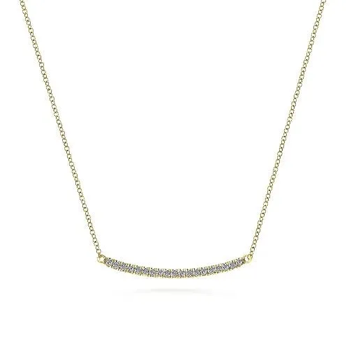 14K Yellow Gold Curving Diamond Bar Necklace GABRIEL CO Necklaces