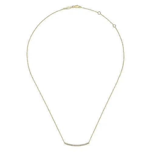 14K Yellow Gold Curving Diamond Bar Necklace GABRIEL CO Necklaces