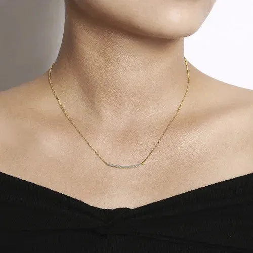 14K Yellow Gold Curving Diamond Bar Necklace GABRIEL CO Necklaces