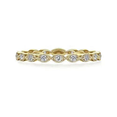 14K Yellow Gold Marquise Station Diamond Stackable Ring GABRIEL CO Rings
