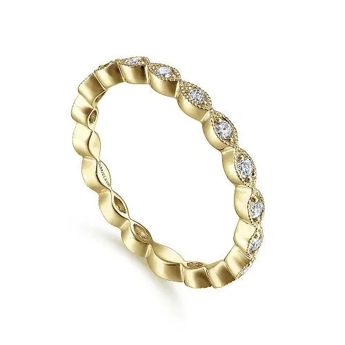 14K Yellow Gold Marquise Station Diamond Stackable Ring GABRIEL CO Rings