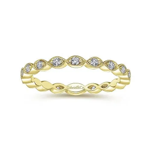 14K Yellow Gold Marquise Station Diamond Stackable Ring GABRIEL CO Rings