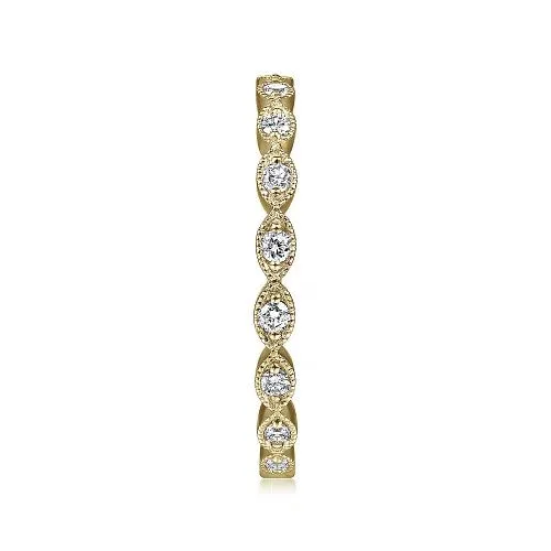 14K Yellow Gold Marquise Station Diamond Stackable Ring GABRIEL CO Rings