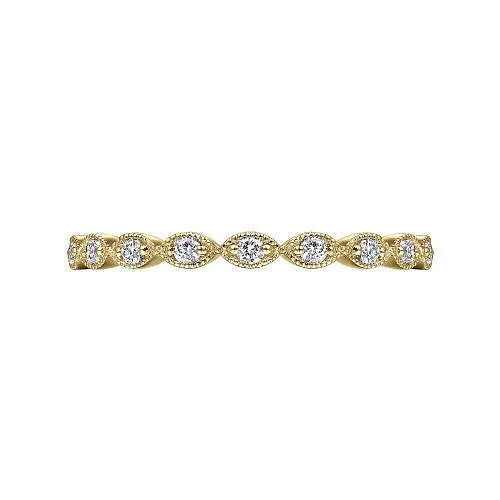 14K Yellow Gold Marquise Station Diamond Stackable Ring GABRIEL CO Rings