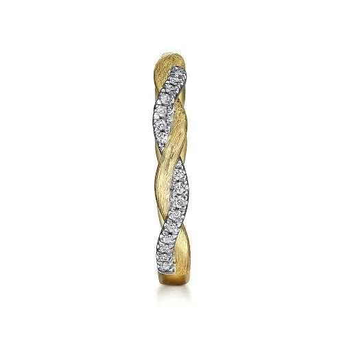 14K Yellow Gold Twisted Diamond Stackable Ring GABRIEL CO Rings