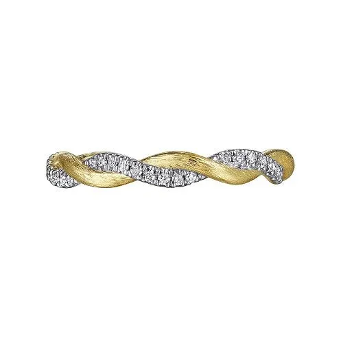14K Yellow Gold Twisted Diamond Stackable Ring GABRIEL CO Rings