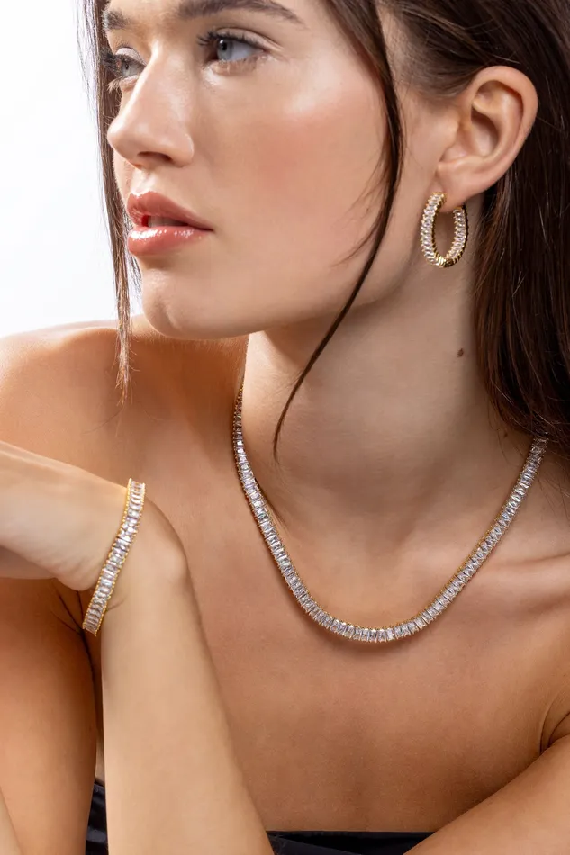 Baguette Necklace Clear Crystal Haze Jewelry Necklaces