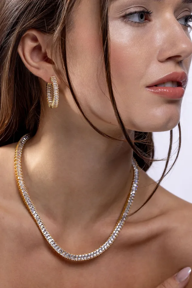 Baguette Necklace Clear Crystal Haze Jewelry Necklaces
