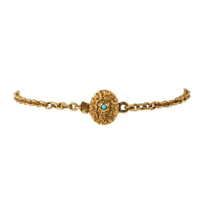 Bracelets Bell Bird Antiques Victorian Era Gold and Turquoise Chain Bracelet Bracelets Bell Bird Antiques Victorian Era Gold and Turquoise Chain Bracelet
