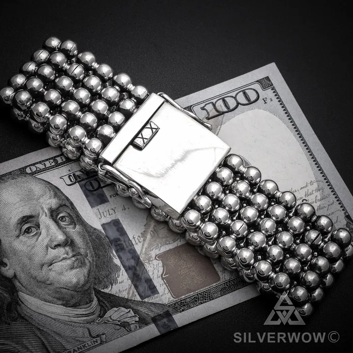 Bracelets silverwow Ball Curb Bracelet x 30mm Wide