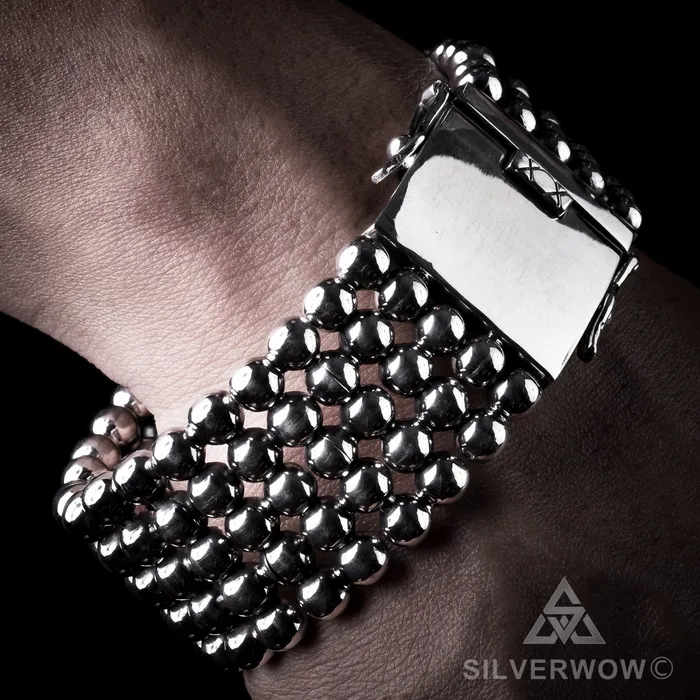 Bracelets silverwow Ball Curb Bracelet x 30mm Wide
