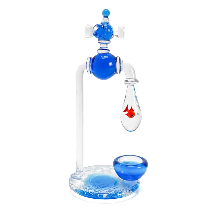 Cimarosto Dimitri Rings Blue Faucet with a Fish Murano Glass