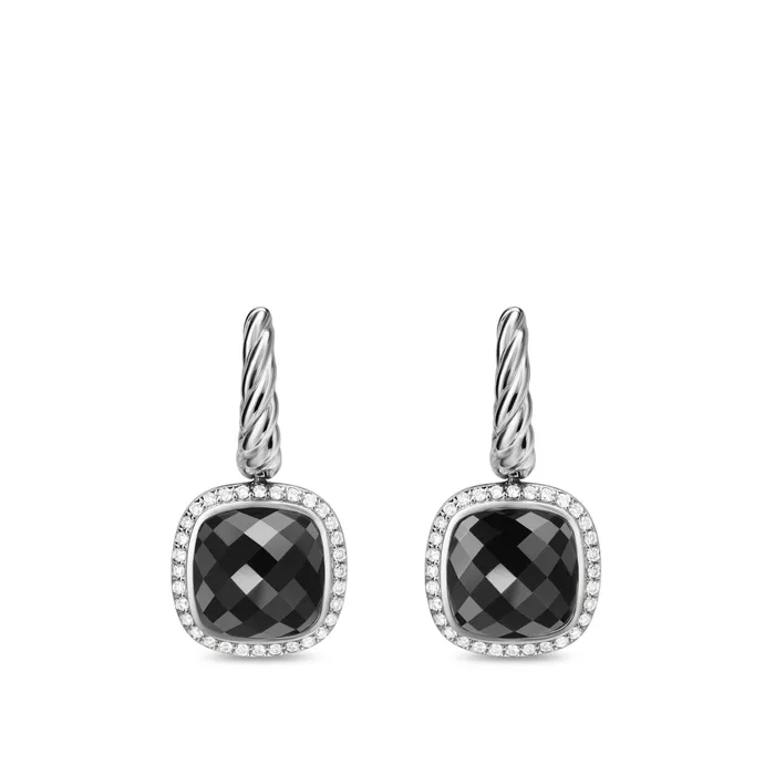 David Yurman Albion Drop Earrings in Sterling Silver with Black Onyx and Diamonds 10mm Earrings David Yurman Albion Drop Earrings in Sterling Silver with Black Onyx and Diamonds 10mm Earrings