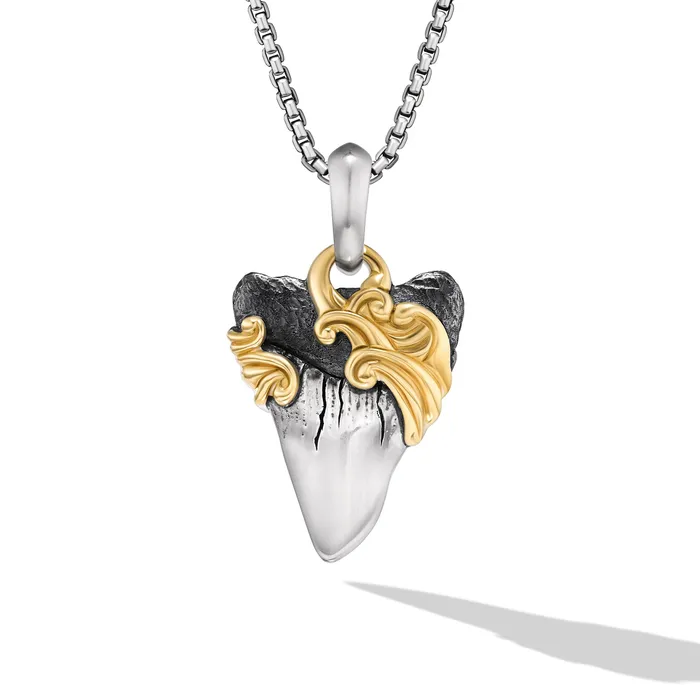 David Yurman Earrings Waves Shark Tooth Amulet in Sterling Silver with 18K Yellow Gold 25mm David Yurman Earrings Waves Shark Tooth Amulet in Sterling Silver with 18K Yellow Gold 25mm