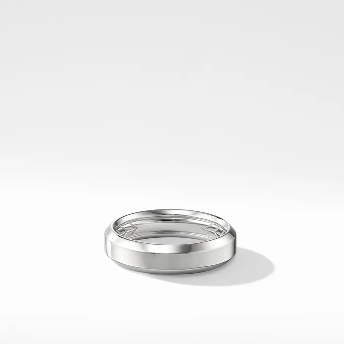 David Yurman Rings Beveled Band Ring in 18K White Gold 6mm