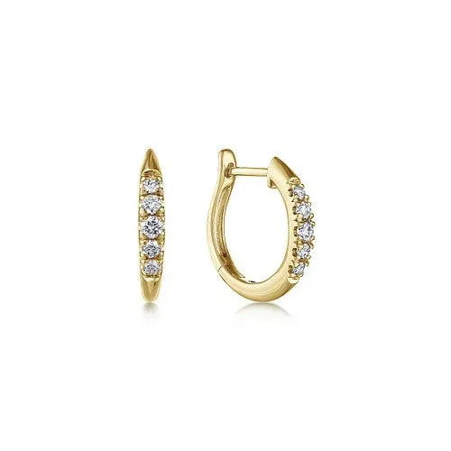 Earrings 14K Yellow Gold Classic Round 15mm Diamond Huggie Earrings GABRIEL CO Earrings 14K Yellow Gold Classic Round 15mm Diamond Huggie Earrings GABRIEL CO
