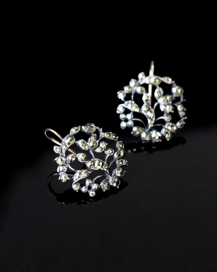 Earrings Bell Bird Antiques 18th Century Pyrite Earrings