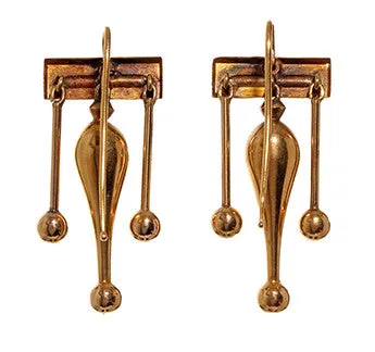 Earrings Bell Bird Antiques Victorian 18k Gold Drop Earrings