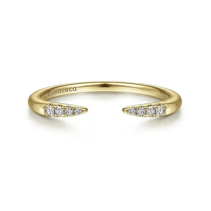GABRIEL CO 14K Yellow Gold Open Diamond Tipped Stackable Ring Rings