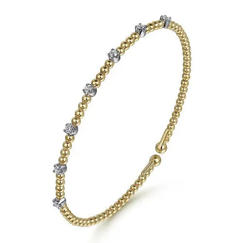 GABRIEL CO Bracelets 14K WhiteYellow Gold Bujukan Diamond Stations Bangle
