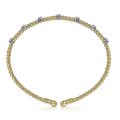 GABRIEL CO Bracelets 14K WhiteYellow Gold Bujukan Diamond Stations Bangle
