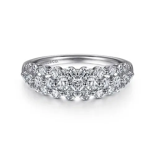 GABRIEL CO Rings 14K White Gold Multi Row Diamond Ring