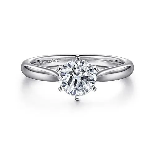GABRIEL CO Rings Cassie 14K White Gold Round Diamond Engagement Ring Setting Only GABRIEL CO Rings Cassie 14K White Gold Round Diamond Engagement Ring Setting Only