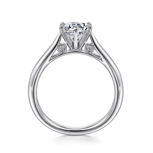 GABRIEL CO Rings Cassie 14K White Gold Round Diamond Engagement Ring Setting Only GABRIEL CO Rings Cassie 14K White Gold Round Diamond Engagement Ring Setting Only