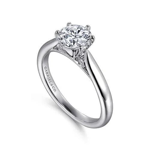 GABRIEL CO Rings Cassie 14K White Gold Round Diamond Engagement Ring Setting Only GABRIEL CO Rings Cassie 14K White Gold Round Diamond Engagement Ring Setting Only