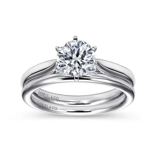 GABRIEL CO Rings Cassie 14K White Gold Round Diamond Engagement Ring Setting Only GABRIEL CO Rings Cassie 14K White Gold Round Diamond Engagement Ring Setting Only