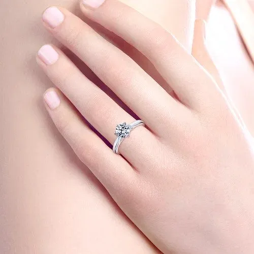 GABRIEL CO Rings Cassie 14K White Gold Round Diamond Engagement Ring Setting Only GABRIEL CO Rings Cassie 14K White Gold Round Diamond Engagement Ring Setting Only