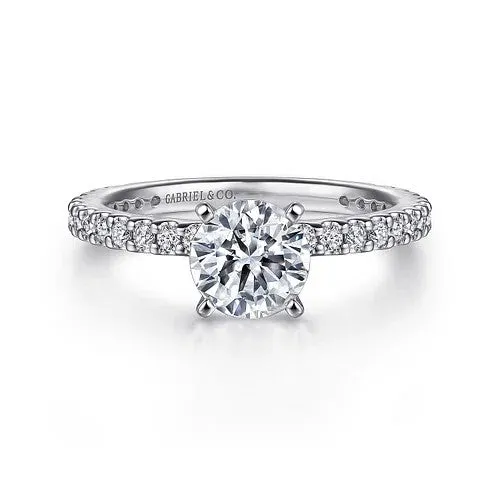 GABRIEL CO Rings Logan 14K White Gold Round Diamond Engagement Ring