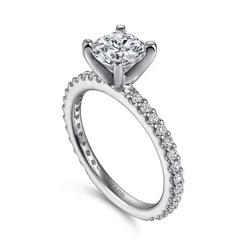 GABRIEL CO Rings Logan 14K White Gold Round Diamond Engagement Ring