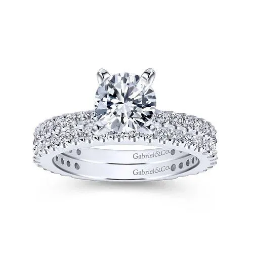 GABRIEL CO Rings Logan 14K White Gold Round Diamond Engagement Ring