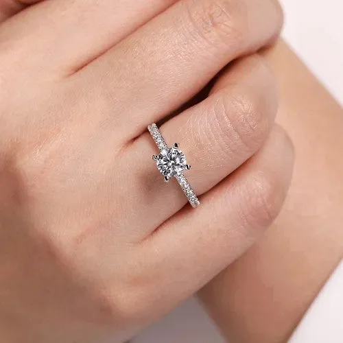 GABRIEL CO Rings Logan 14K White Gold Round Diamond Engagement Ring