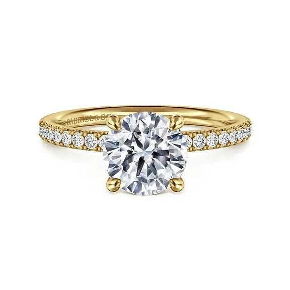 GABRIEL CO Rings Twain 14K Yellow Gold Round Diamond Engagement Ring Setting Only GABRIEL CO Rings Twain 14K Yellow Gold Round Diamond Engagement Ring Setting Only