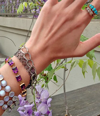 Georgian Gilt Amethyst Paste Bracelet Bell Bird Antiques Bracelets