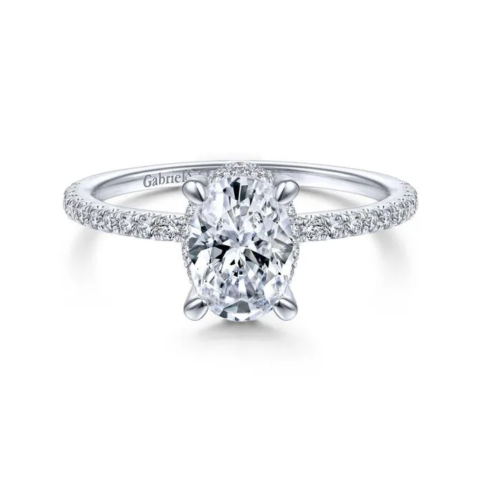 Hart 14K White Gold Hidden Halo Oval Diamond Engagement Ring Setting Only GABRIEL CO Rings Hart 14K White Gold Hidden Halo Oval Diamond Engagement Ring Setting Only GABRIEL CO Rings