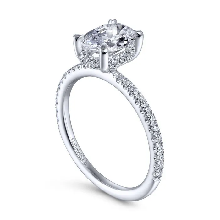 Hart 14K White Gold Hidden Halo Oval Diamond Engagement Ring Setting Only GABRIEL CO Rings Hart 14K White Gold Hidden Halo Oval Diamond Engagement Ring Setting Only GABRIEL CO Rings