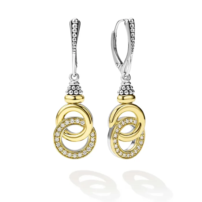LAGOS Earrings Signature Caviar TwoTone Interlocking Diamond Drop Earrings LAGOS Earrings Signature Caviar TwoTone Interlocking Diamond Drop Earrings
