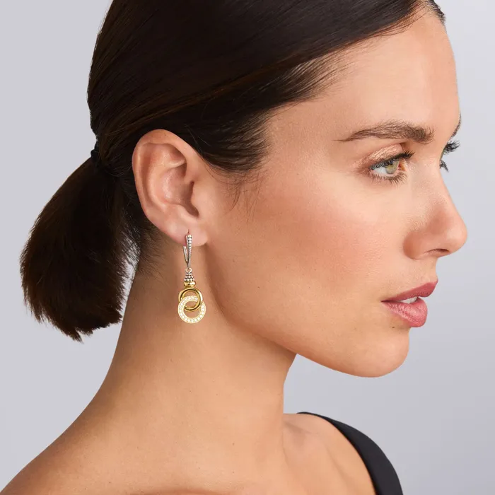 LAGOS Earrings Signature Caviar TwoTone Interlocking Diamond Drop Earrings