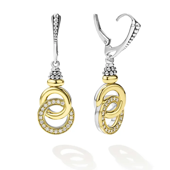 LAGOS Earrings Signature Caviar TwoTone Interlocking Diamond Drop Earrings
