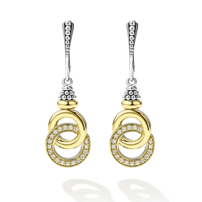 LAGOS Earrings Signature Caviar TwoTone Interlocking Diamond Drop Earrings