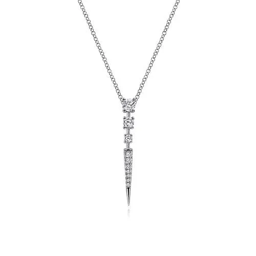 Necklaces GABRIEL CO 14K White Gold Diamond Spike Pendant Drop Necklace
