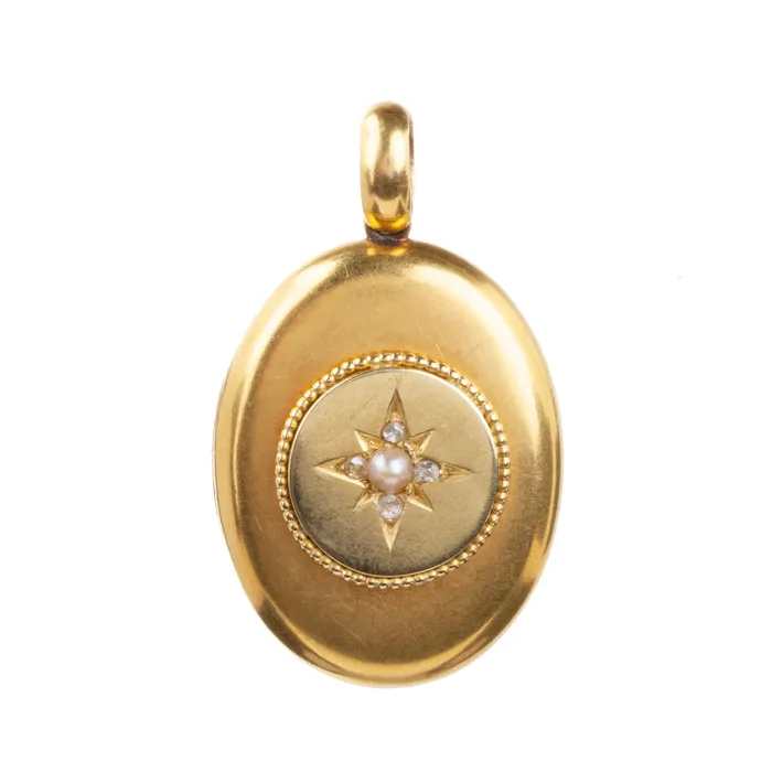 Necklaces Victorian era diamond and pearl star locket Bell Bird Antiques