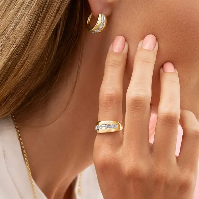 Phillips House Rings Emerald Cut Diamond EW Bubble Band