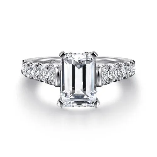 Piper 14K White Gold Emerald Cut Diamond Engagement Ring Setting Only GABRIEL CO Rings Piper 14K White Gold Emerald Cut Diamond Engagement Ring Setting Only GABRIEL CO Rings