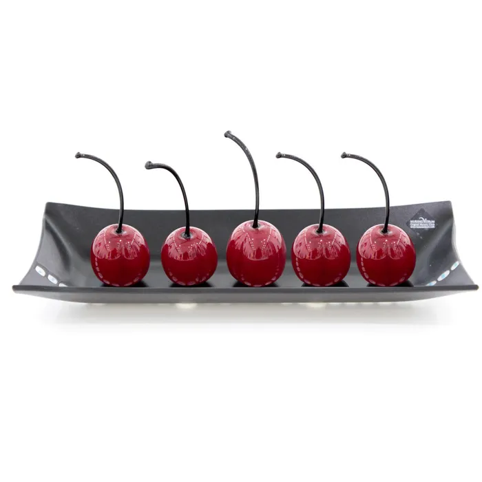 Rectangular big glass tray with 5 medium cherries MuranoVItrum Necklaces