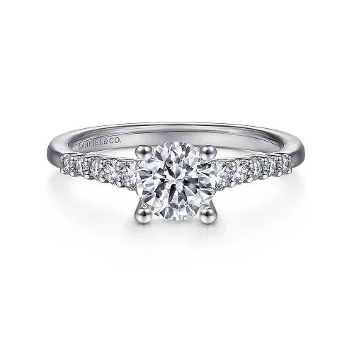 Reed 14K White Gold Round Diamond Engagement Ring Setting Only GABRIEL CO Rings Reed 14K White Gold Round Diamond Engagement Ring Setting Only GABRIEL CO Rings